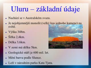 Uluru – základní údaje