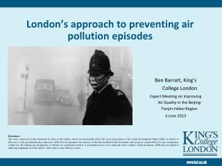 London’s approach to preventing air pollution episodes