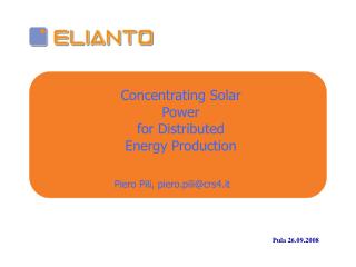 Concentrating Solar Power for Distributed Energy Production