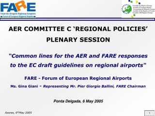 AER COMMITTEE C ‘REGIONAL POLICIES’ PLENARY SESSION