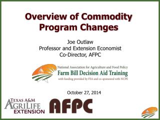 Overview of Commodity Program Changes
