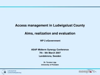Access management in Ludwigslust County Aims, realization and evaluation WP 2 eGovernment