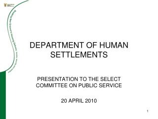 DEPARTMENT OF HUMAN SETTLEMENTS