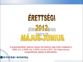 ÉRETTSÉGI 2012. MÁJUS-JÚNIUS