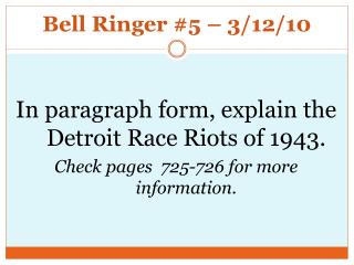 Bell Ringer #5 – 3/12/10