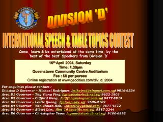 INTERNATIONAL SPEECH &amp; TABLE TOPICS CONTEST