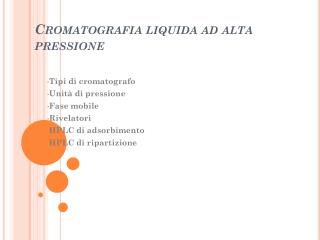 Cromatografia liquida ad alta pressione