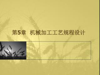 第 5 章 机械加工工艺规程设计