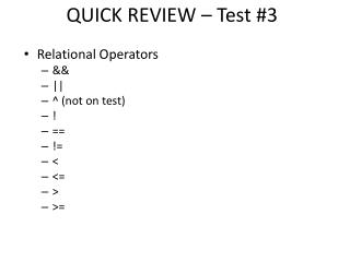 QUICK REVIEW – Test #3