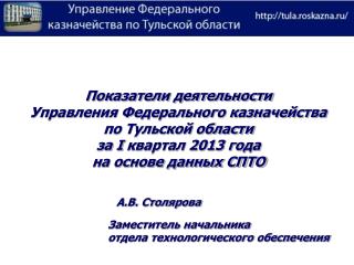 Показатели деятельности Управления Федерального казначейства по Тульской области