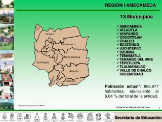 AMECAMECA ATLAUTLA AYAPANGO COCOTITLÁN CHALCO ECATZINGO JUCHITEPEC OZUMBA TEMAMATLA