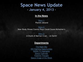 Space News Update - January 4, 2013 -