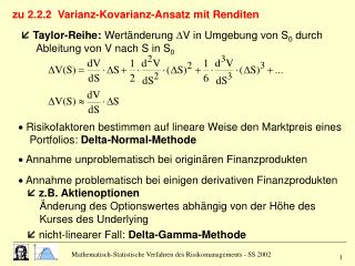 zu 2.2.2 Varianz-Kovarianz-Ansatz mit Renditen