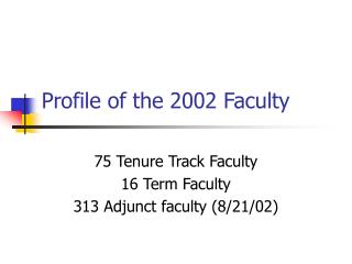 Profile of the 2002 Faculty