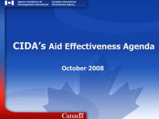 CIDA’s Aid Effectiveness Agenda