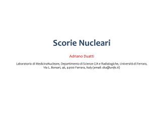 Scorie Nucleari Adriano Duatti