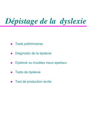 Dépistage de la dyslexie