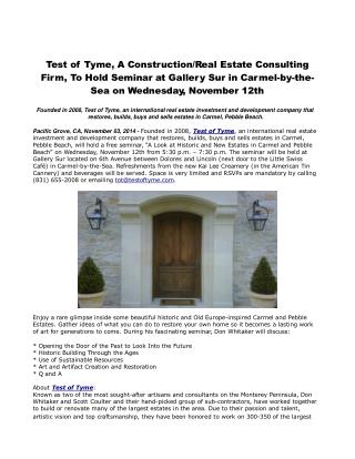 Test of Tyme, A Construction/Real Estate Consulting Firm