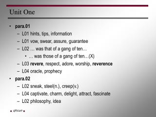 Unit One