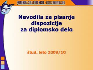 Navodila za pisanje dispozicije za diplomsko delo