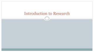 Introduction to Research