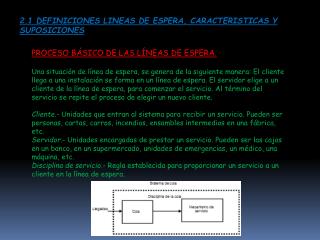 PROCESO BÁSICO DE LAS LÍNEAS DE ESPERA .