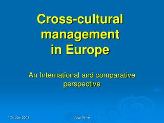 Cross-cultural management in Europe