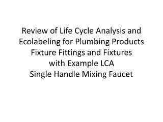 PMI – LCA Discussion