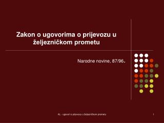 Zakon o ugovorima o prijevozu u željezničkom prometu