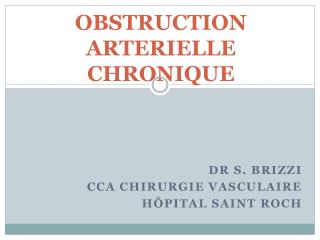 OBSTRUCTION ARTERIELLE CHRONIQUE