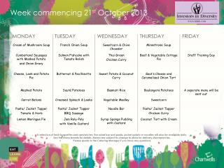 Week commencing 21 st October 2013