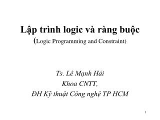 Lập trình logic và ràng buộc ( Logic Programming and Constraint)