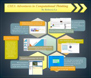 CSE3: Adventures in Computational Thinking