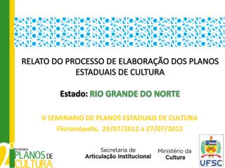 RELATO DO PROCESSO DE ELABORAÇÃO DOS PLANOS ESTADUAIS DE CULTURA Estado: RIO GRANDE DO NORTE