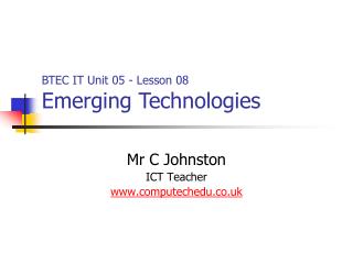 Mr C Johnston ICT Teacher computechedu.co.uk