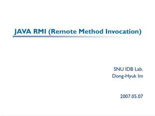 JAVA RMI (Remote Method Invocation)