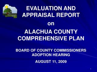 EVALUATION AND APPRAISAL REPORT on ALACHUA COUNTY COMPREHENSIVE PLAN