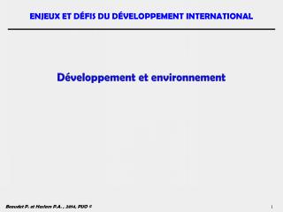 Développement et environnement