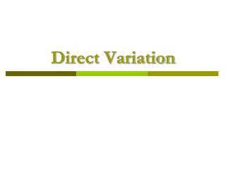 Direct Variation