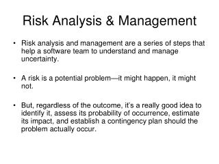 Risk A nalysis &amp; M anagement