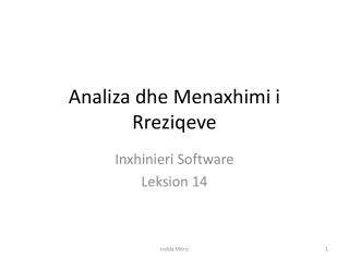 Analiza dhe M enaxhimi i R reziqeve