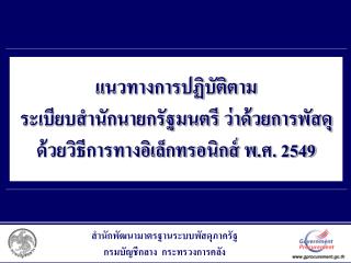 สำนักพัฒนามาตรฐานระบบพัสดุภาครัฐ กรมบัญชีกลาง กระทรวงการคลัง