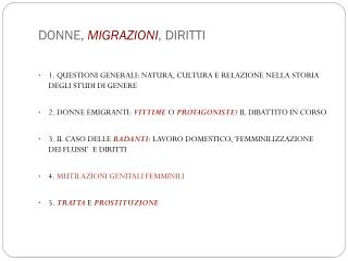 DONNE, MIGRAZIONI , DIRITTI