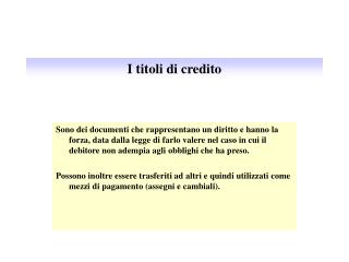 I titoli di credito