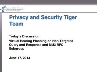 Privacy and Security Tiger Team