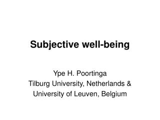 Subjective well-being