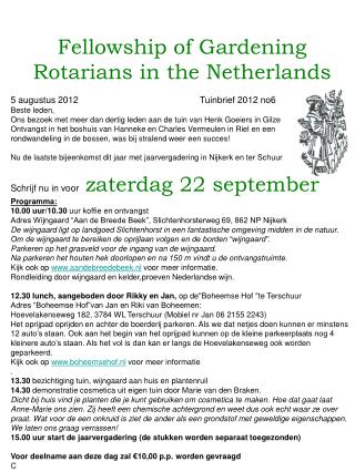 Fellowship of Gardening Rotarians in the Netherlands