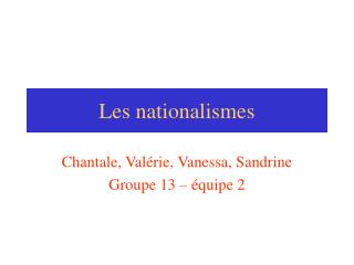 Les nationalismes
