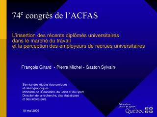 74 e congrès de l’ACFAS