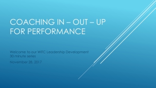 Coaching in – out – up for performance
